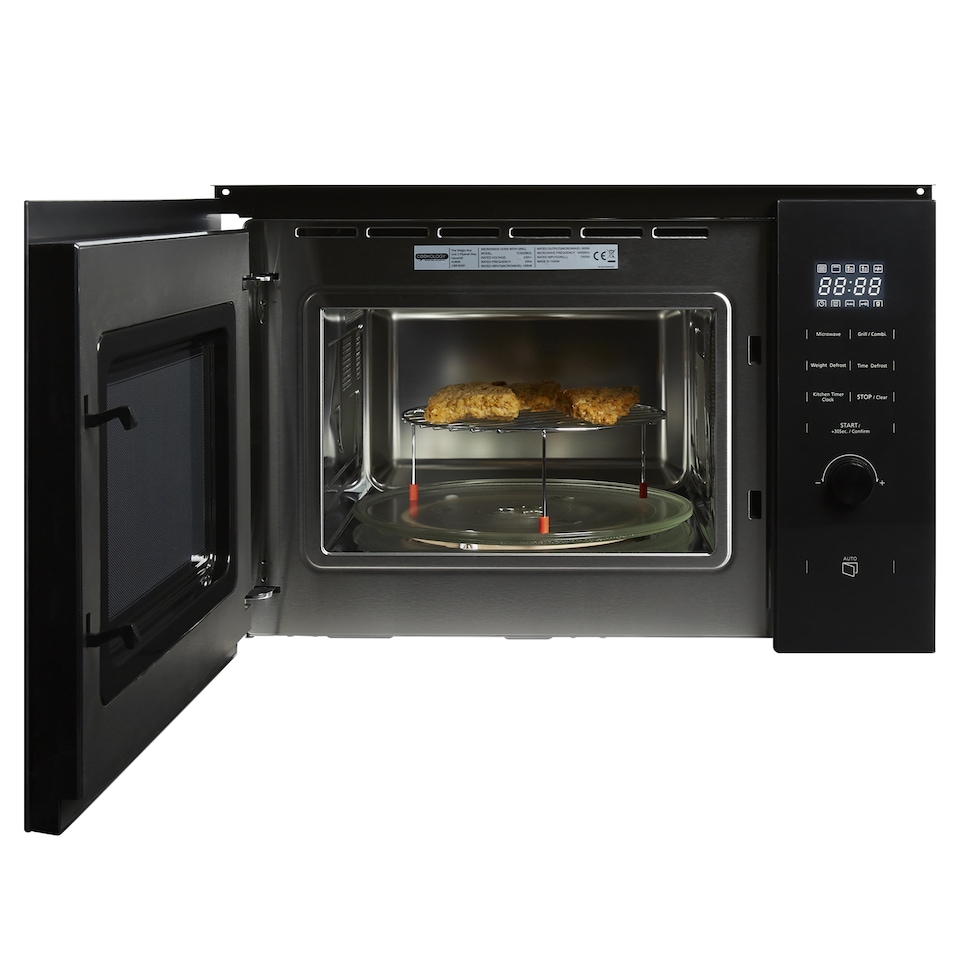 image 1 of Cookology 900W Built-in Microwave with Grill 25L Integrated Design - TCM25BGL Black