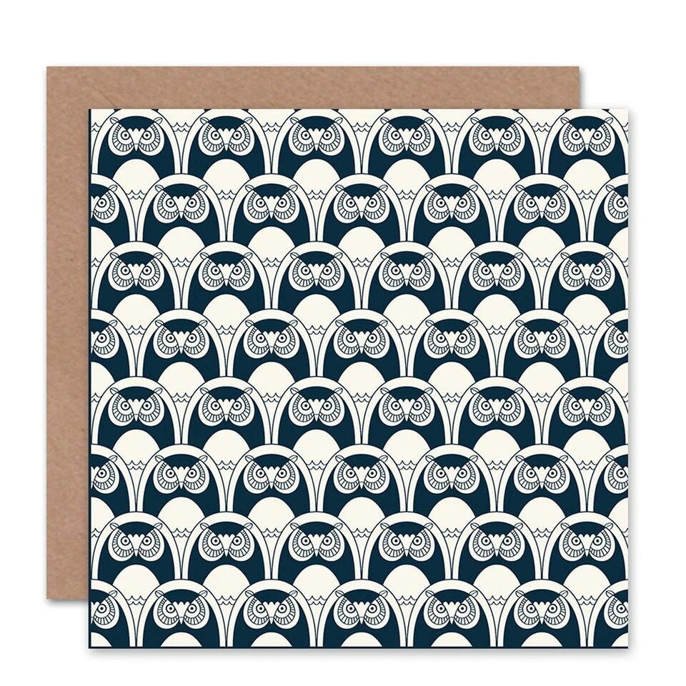 image 1 of Abstract Pattern Owl Art Blank Just to Say Card