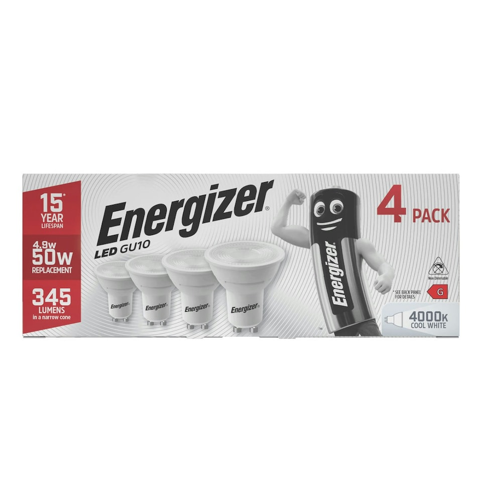 image 1 of Energizer LED GU10 345lm 4.9W 4000K (Cool White) - Pack of 4