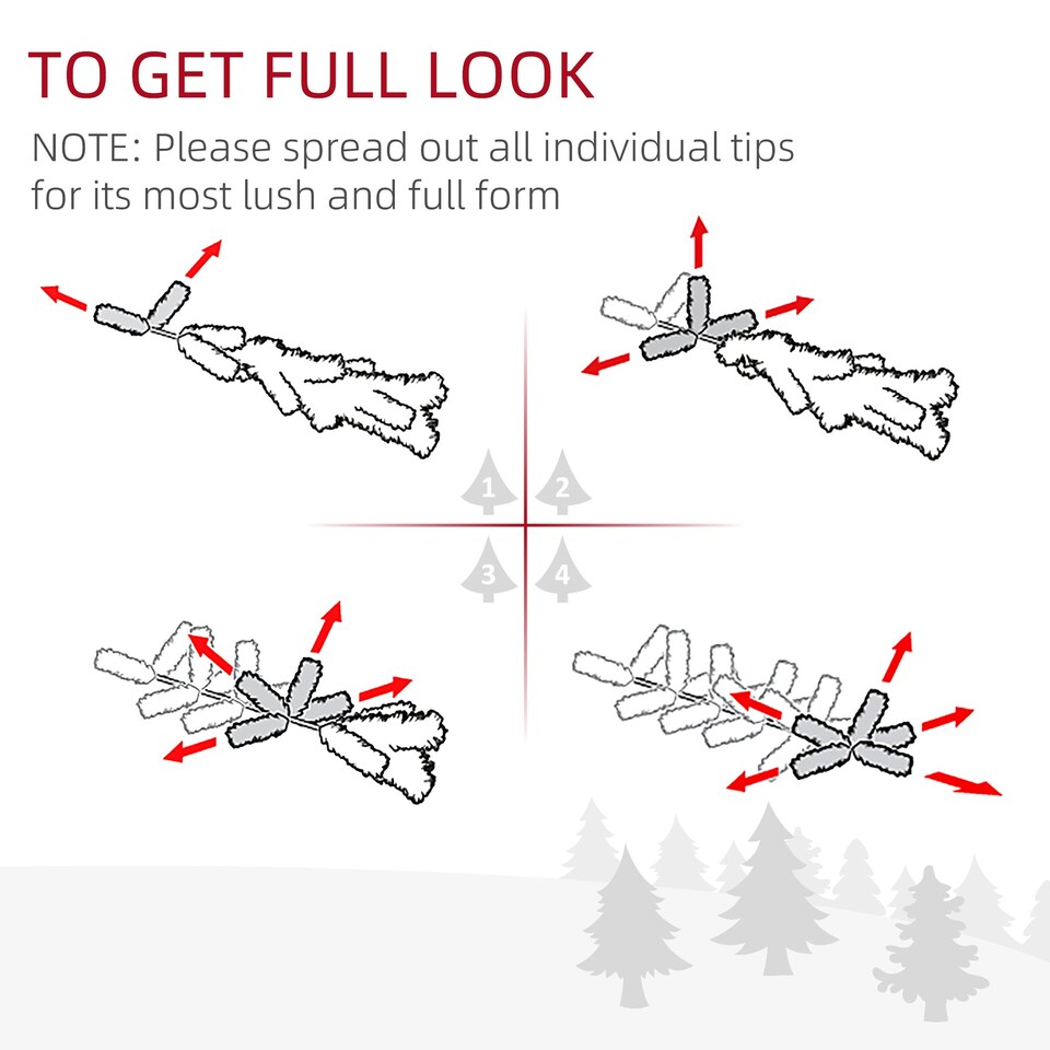 image 1 of HOMCOM 3ft Artificial Prelit Christmas Tree, Snow Xmas Tree w/ Fiber Optic