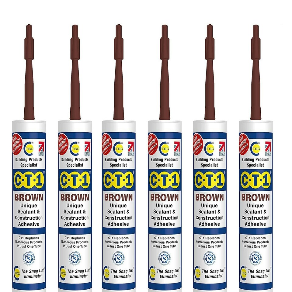 image 1 of CT1 - Brown - Building Sealant & Adhesive Snag Tube for Virtually Any Material Pack of 6