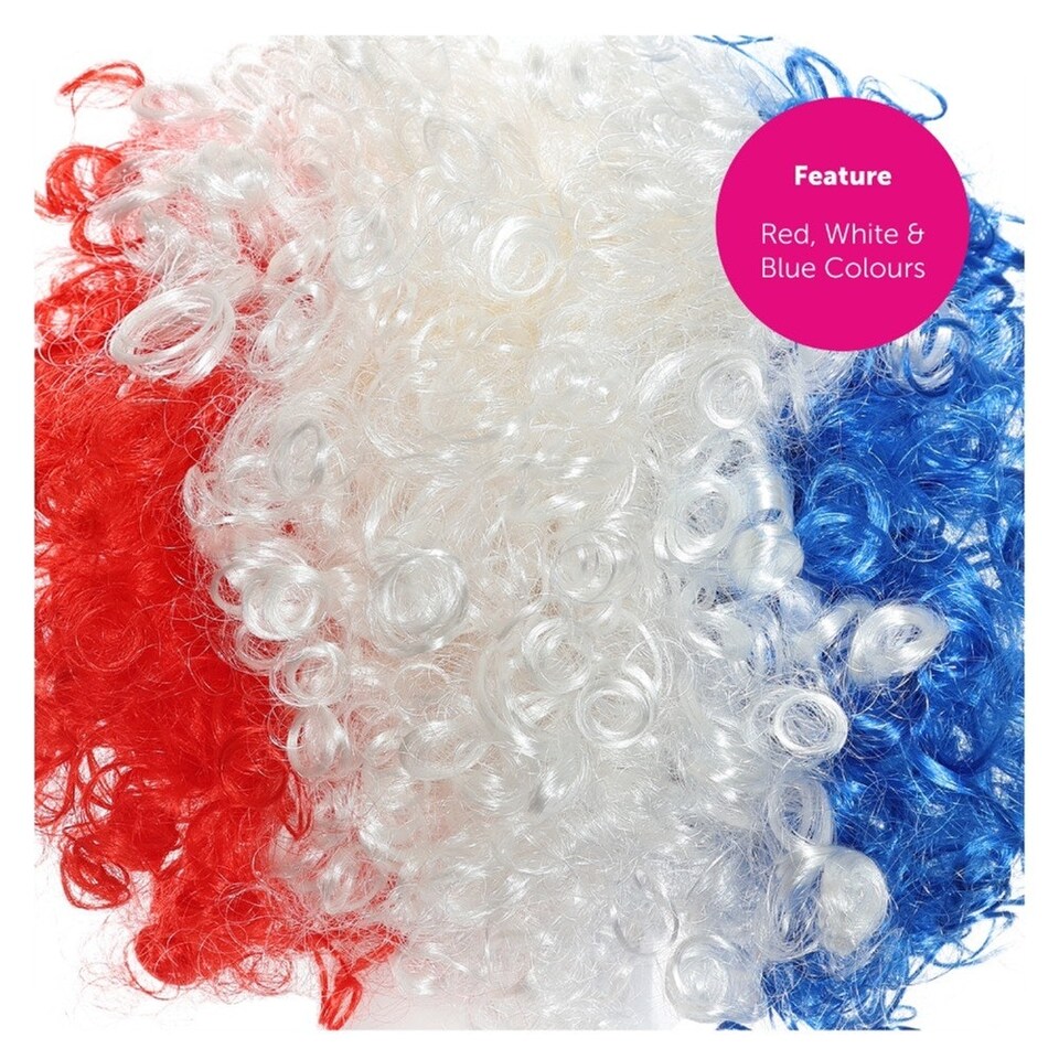image 1 of Pack of 24 French Supporters Curly Wig Multi | One Size
