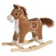 image 1 of HOMCOM Kids Plush Rocking Horse with Sound Moving Mouth Wagging Tail Children Rocker Ride On Toy Gift 3-6 Years Brown