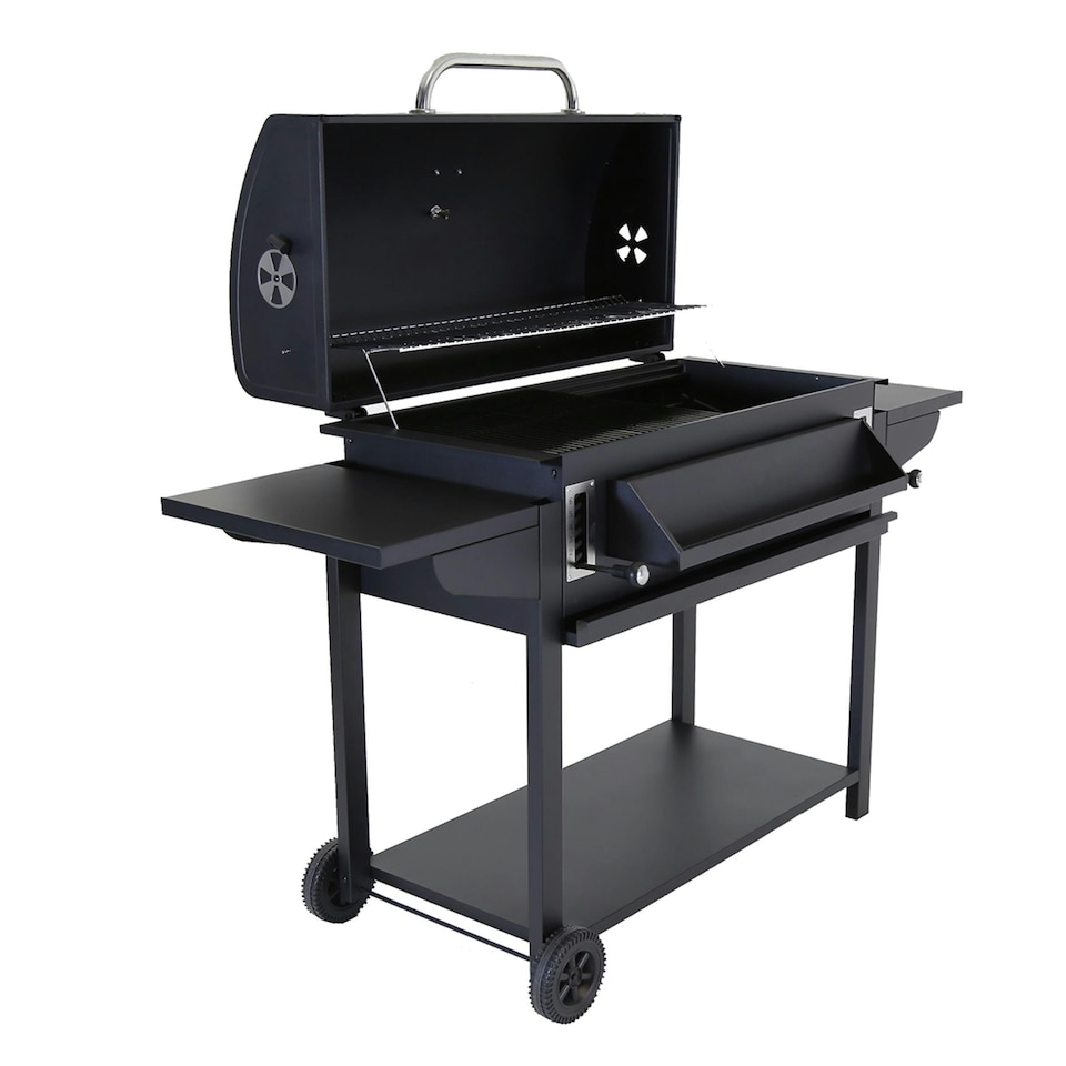 image 1 of Charles Bentley Deluxe Charcoal BBQ Grill with Chrome Steel Warming Rack