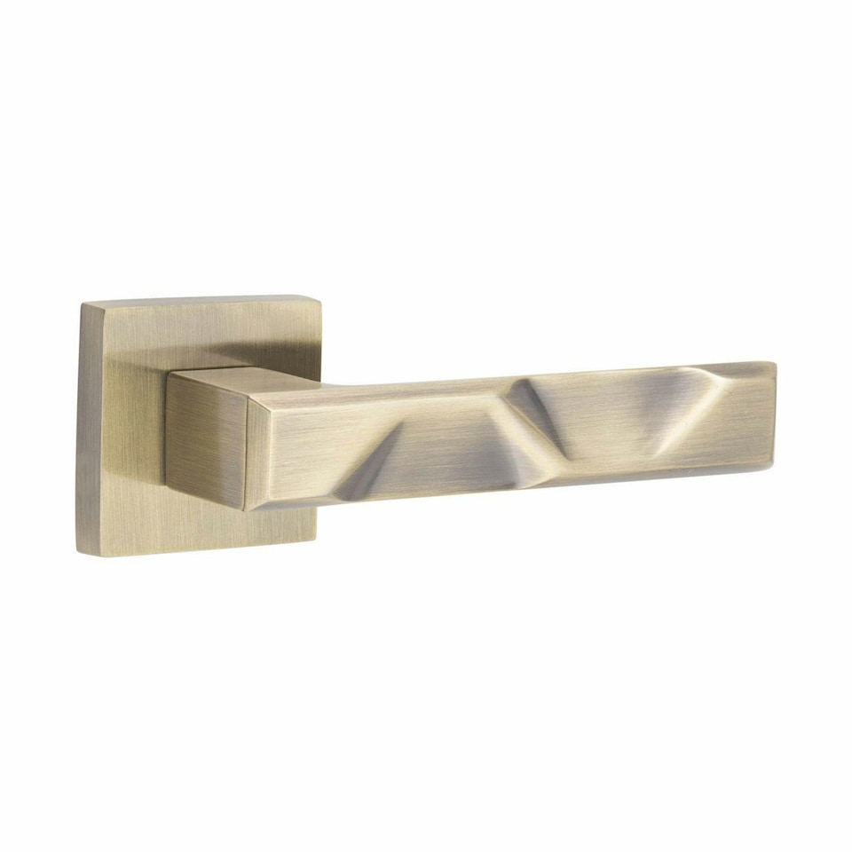 image 1 of Golden Grace 4 Pairs Modern Nova Premium Design Door Handles on Square Rose in Antique Brass Finish Gold