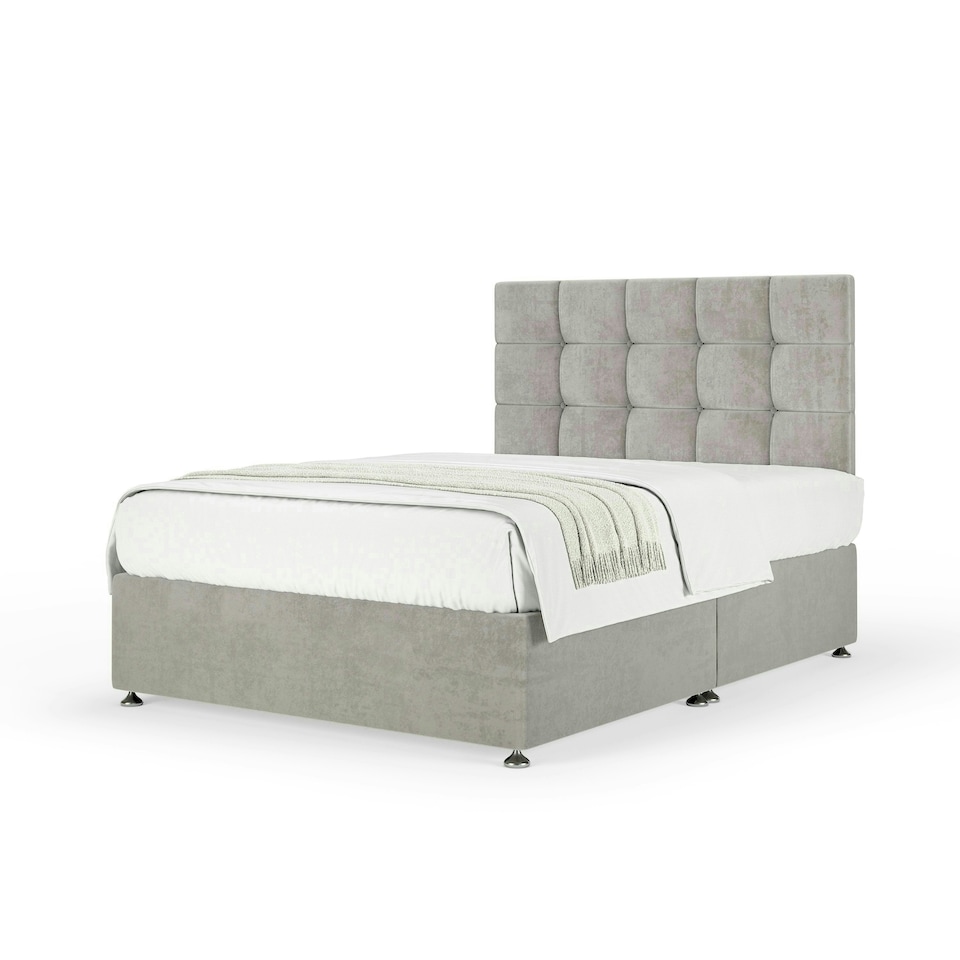 image 1 of Majestic 1000 Pocket Sprung Seal Grey Naples Velvet Divan Set And Pearl Headboard Small Double