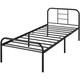 image 2 of Yaheetech Romantic 3ft Single Metal-Framed Bed with High Headboard Black