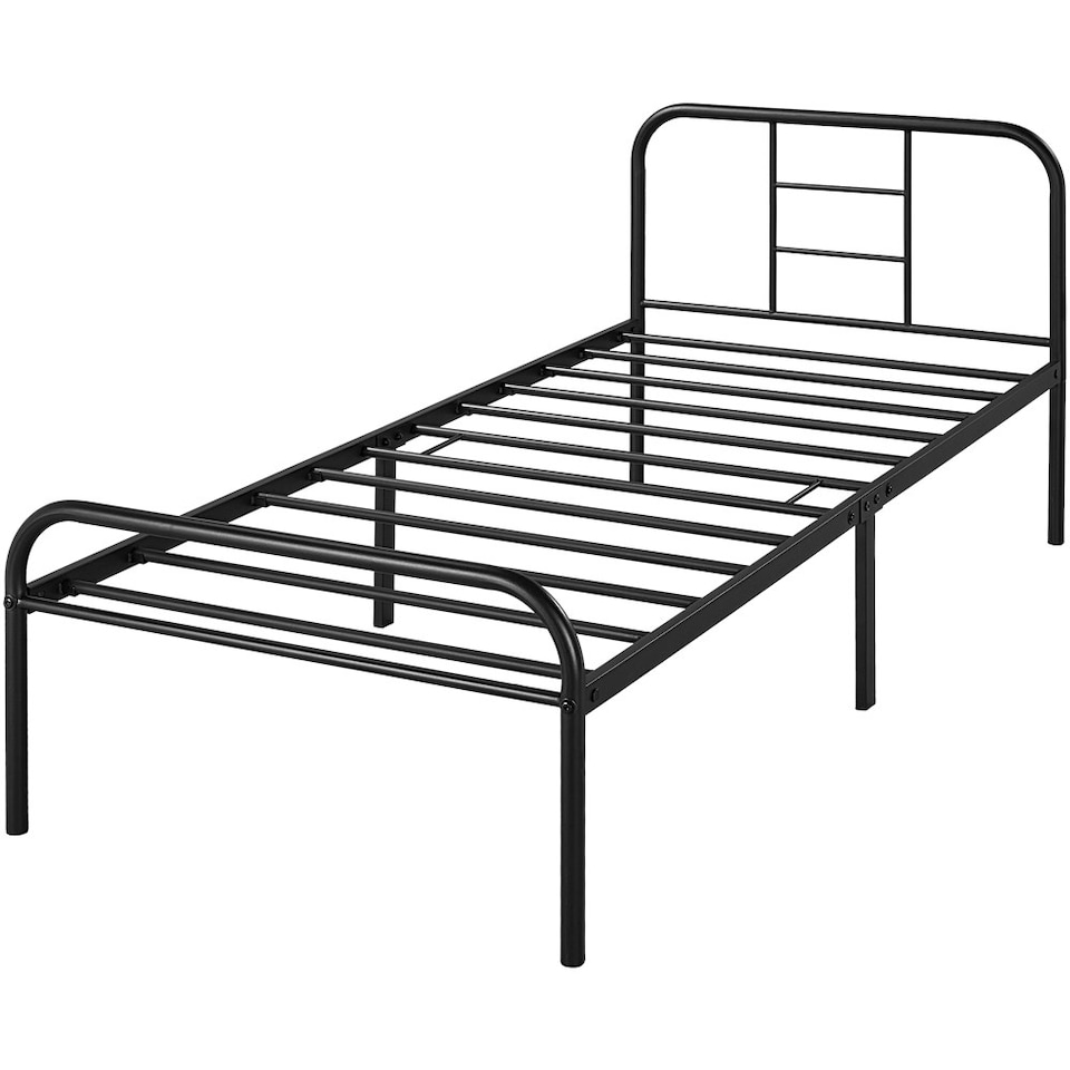 image 1 of Yaheetech Romantic 3ft Single Metal-Framed Bed with High Headboard Black