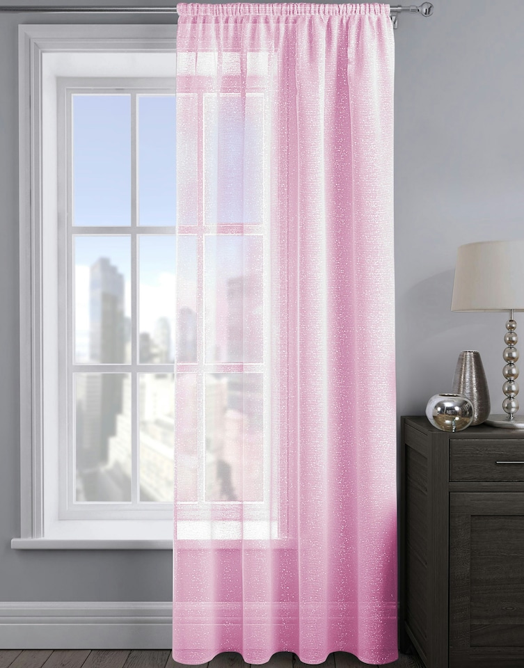 image 1 of Velosso Alessandria Sparkle Slot Top Voile Panel - 137cm x 137cm | Pink | Pink