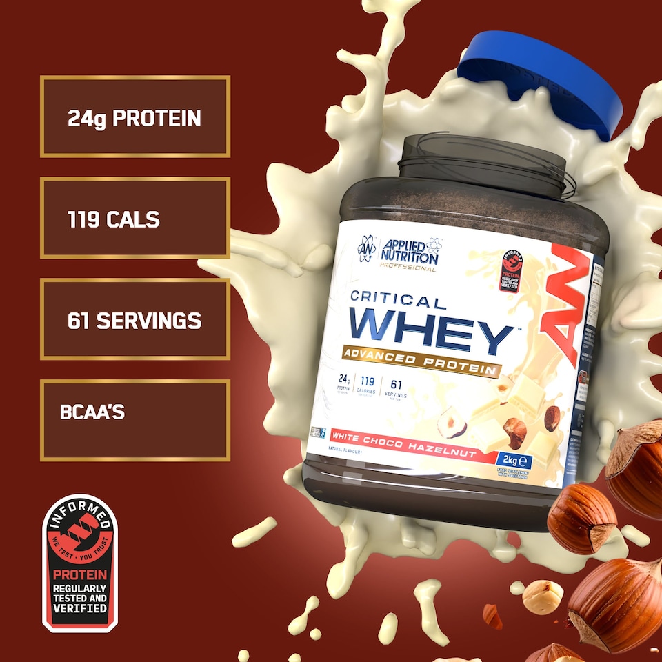 image 1 of Applied Nutrition Critical Whey Advanced Protein Powder - White Choco Hazelnut - 61 Servings
