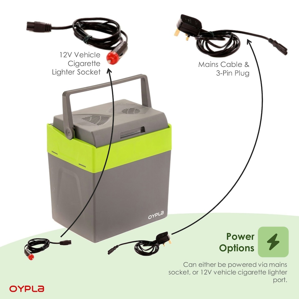 image 1 of Oypla 30L 240V AC & 12V DC Coolbox Hot Cold Portable Electric Summer Cool Picnic Box Grey