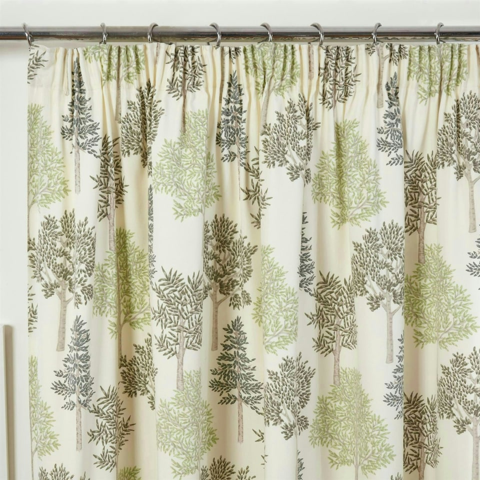 image 1 of Coppice Pencil Pleat Curtains - Green - 229cm x 183cm