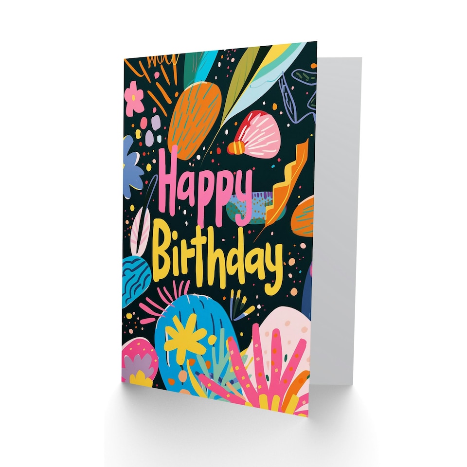 image 1 of Retro 1990s Bright Colourful Drawing Birthday Card