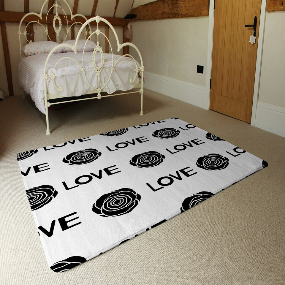 image 1 of Rose & Love Print (Rug) Black | XL: 160x230cm