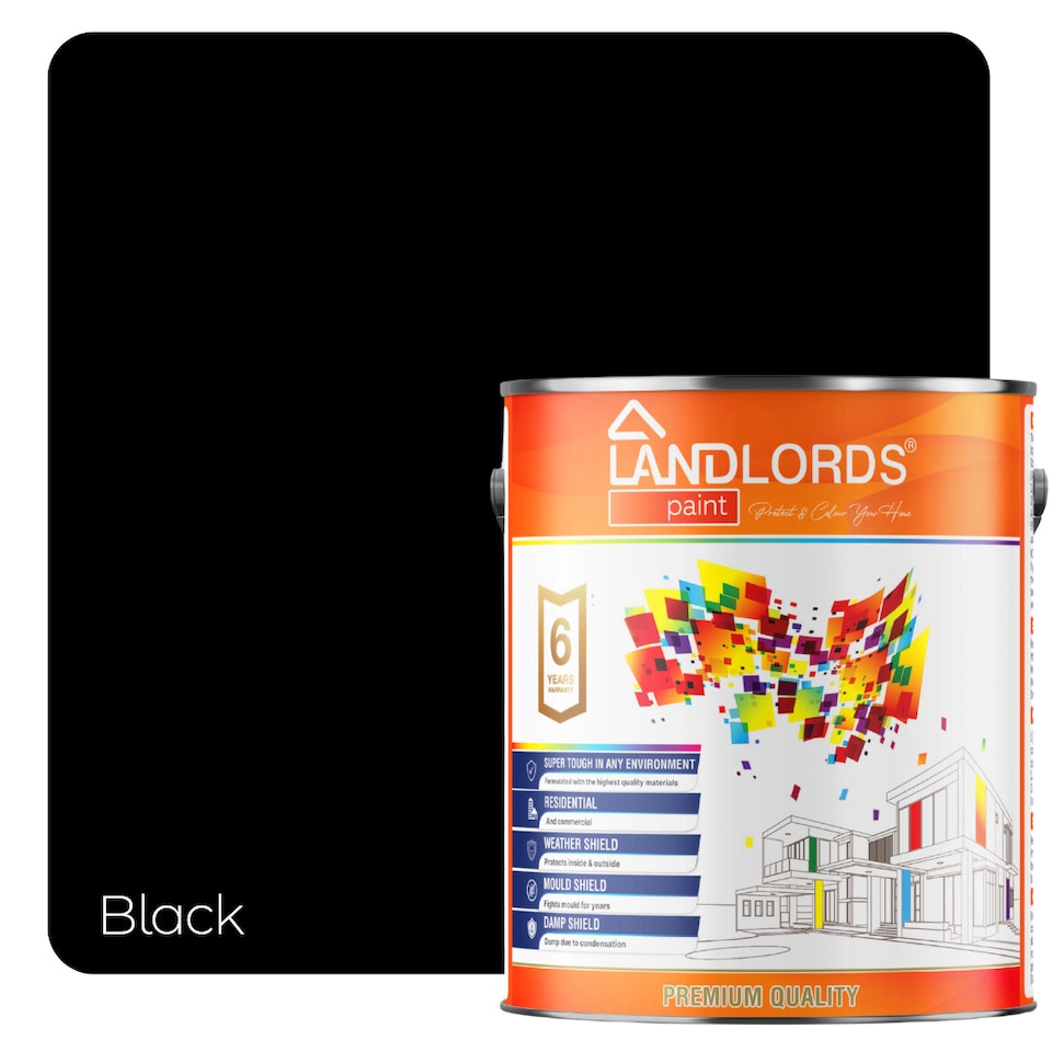 image 1 of Landlords Paint - Barn Paint - Weatherproof Protection for Wood, Furniture, Gates and Fences - Black - 5L