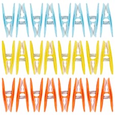 Ashley Plastic Soft Touch Clothes Pegs - Multi - Pack of 24