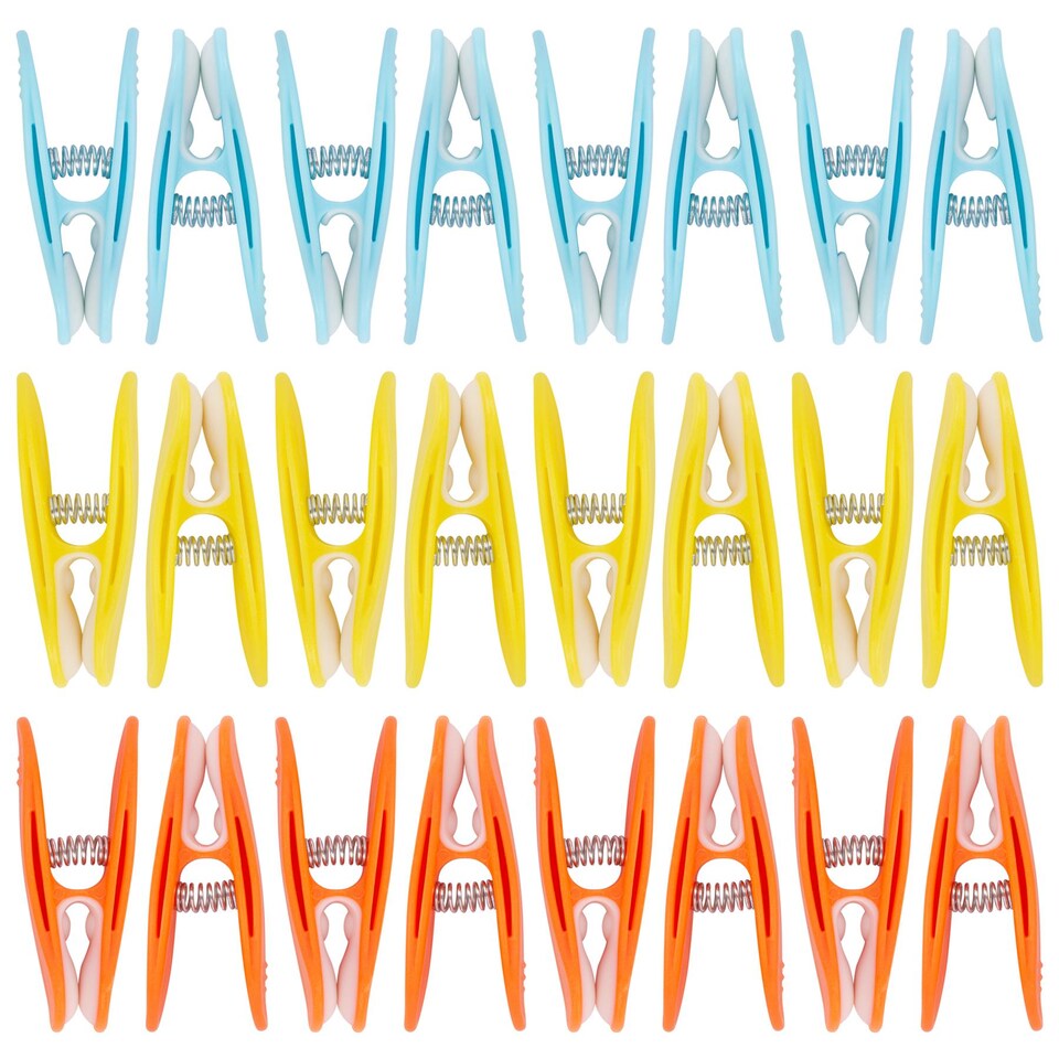 image 1 of Ashley Plastic Soft Touch Clothes Pegs - Multi - Pack of 24