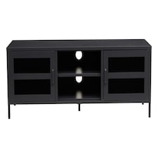 Interiors by Premier Industrial Design Two Door Black Media Unit, Durable Construction Of TV Stand, Versatile Modern TV Cabinet | Black