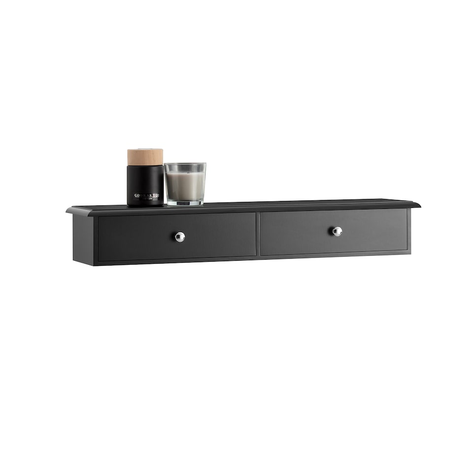 image 1 of SoBuy FRG43-SCH,Floating Shelf with 2 Drawers | Black | Black | 1