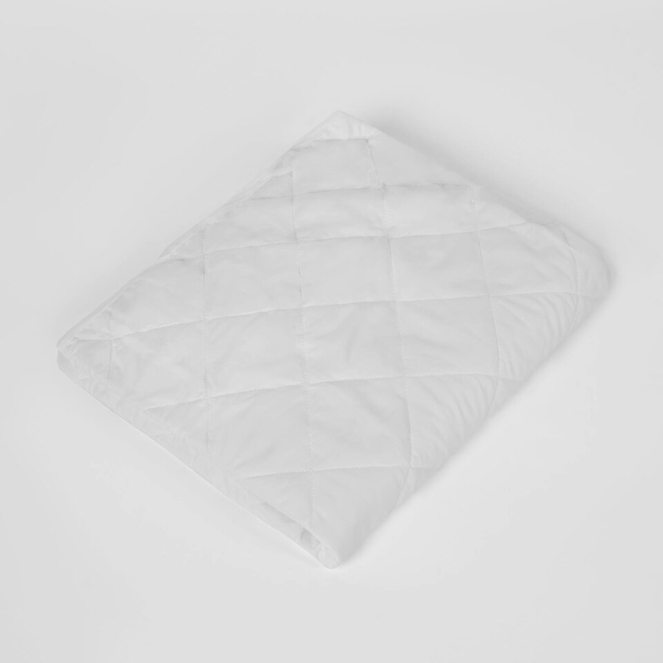 OHS Quilted Mattress Protector Topper Bed Cover Sheet, Double White Tesco Groceries