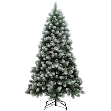 HOMCOM 6ft Artificial Pine Christmas Tree with Pinecones, Steel Base