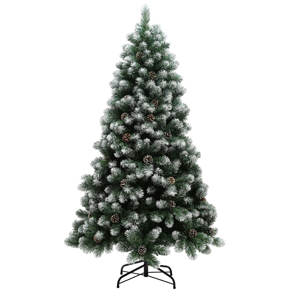 image 1 of HOMCOM 6ft Artificial Pine Christmas Tree with Pinecones, Steel Base