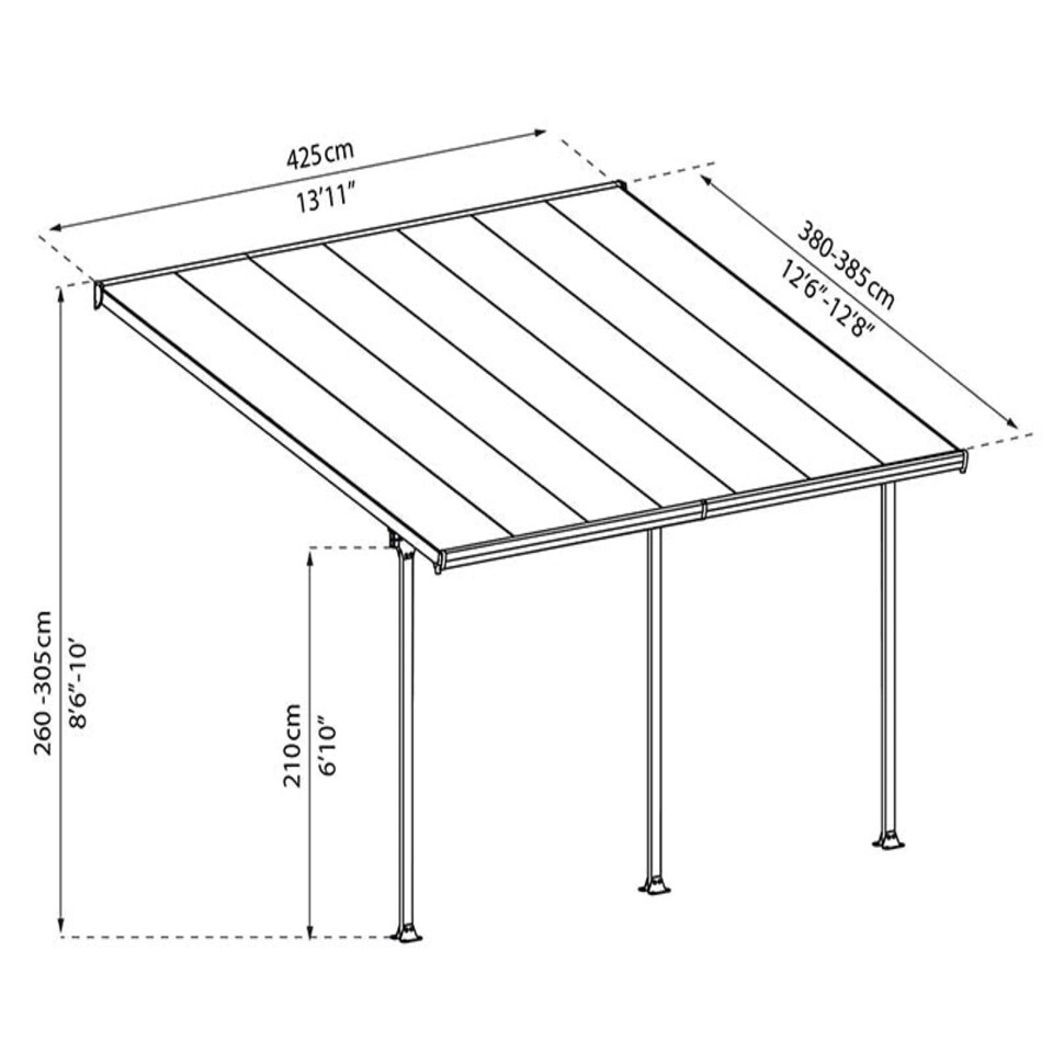 image 1 of Patio Cover Feria 4M Deep 4X4.2 Clear - Polycarbonate - L425 x W385 x H305 - Grey Grey