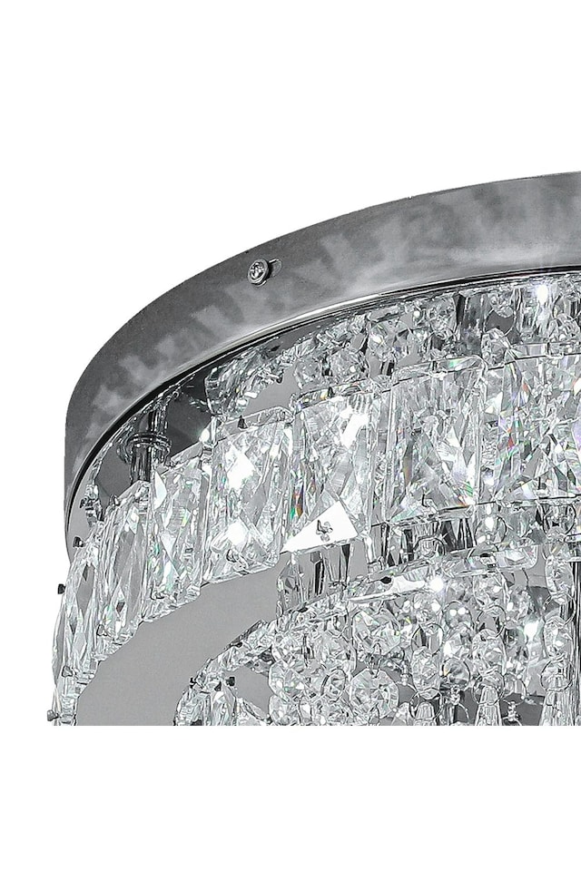 image 1 of Living and Home Round Crystal Ceiling Light | Chrome