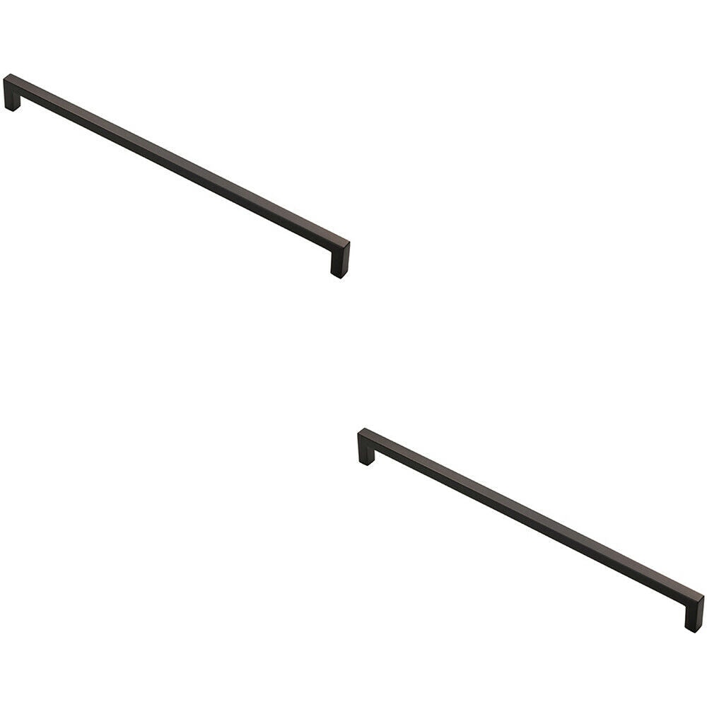 Loops 2x Square Block Handle Pull Handle 330 x 10mm 320mm Fixing Centres Matt Black