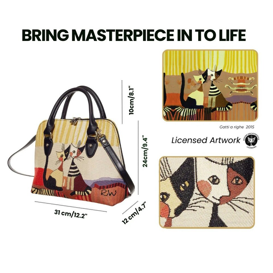 image 1 of Signare Wachtmeister Cat Women's Convertible Handbag Multi