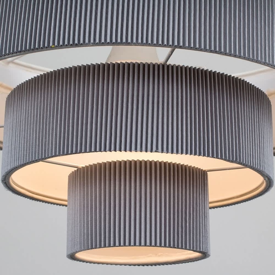image 1 of ValueLights Modern 4 Tier Dark Grey Fabric Ceiling Pendant Light Shade