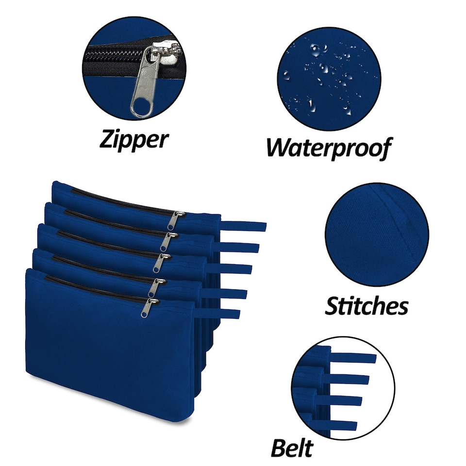 image 1 of Covers&All Tool Bag, 18 Oz Heavy Duty Waterproof Pouch with Sturdy, 7 in L x 11 in W x 7 in H, Blue