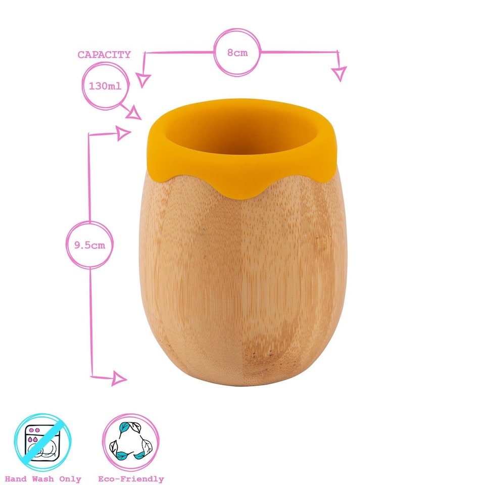 image 1 of Tiny Dining 4pc Elephant Bamboo Suction Baby Feeding Set - Yellow