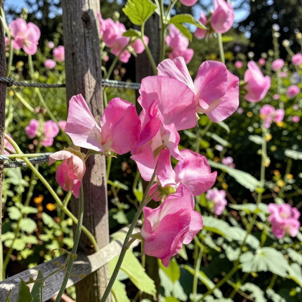 image 1 of Carbeth Plants 3 x Pink Sweet Pea Plant in 9cm Pot - Fragrant Climbing Flowers - Ideal for Trellis, Arches & Cottage Gardens | Pink