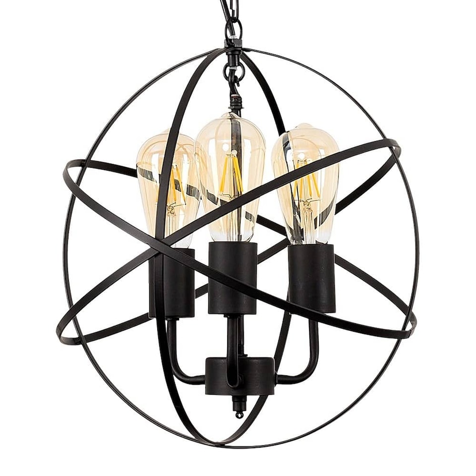 image 1 of ValueLights Dalton Black 3 Way Atom Design Ceiling Light Fitting