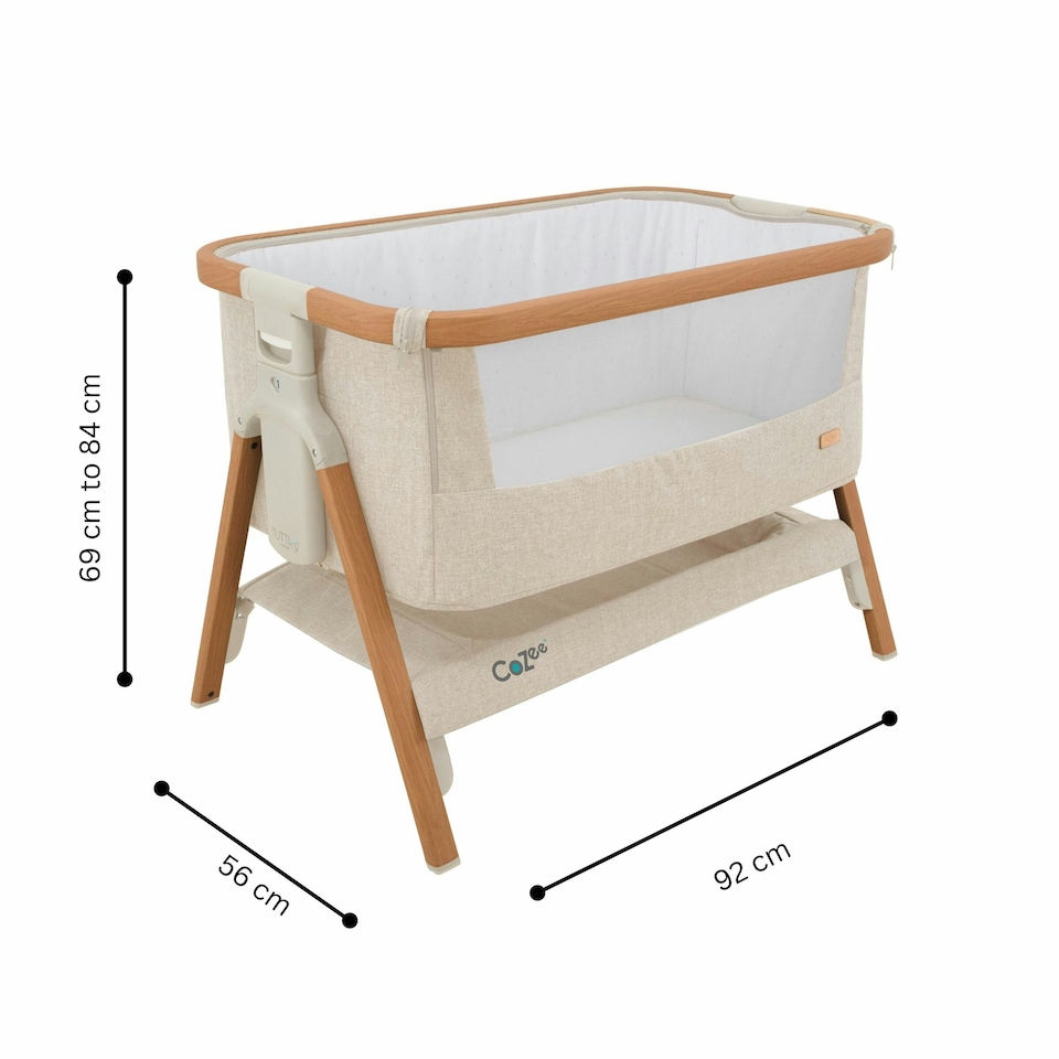 image 1 of Tutti Bambini Cozee Bedside Crib - Scandinavian Walnut/Ecru