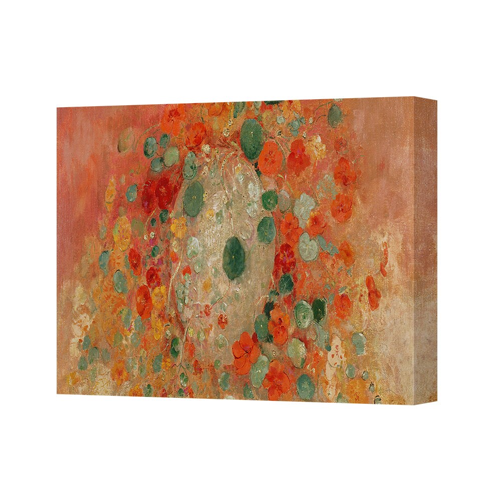 Floral Abstract Canvas Wall Art Print Orange Green Flowers