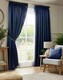 image 1 of Adison Lined Pencil Pleat Taped Curtains - 229cm x 183cm - Navy