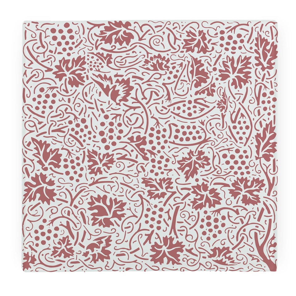 image 1 of Red Oak Leaves & Berries Large Square Worktop Protector - Smooth Glass Chopping Board