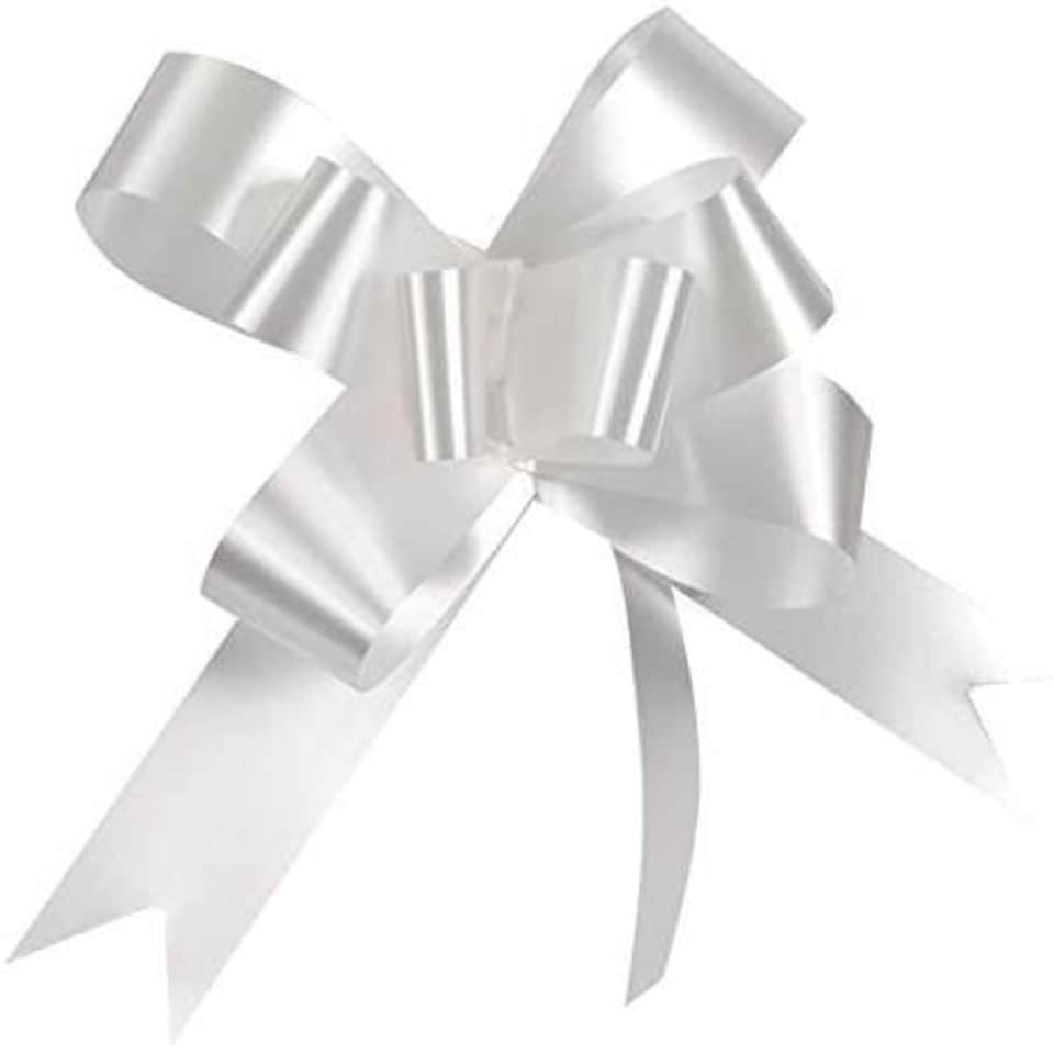 image 1 of 60 White Pull Bows 30mm