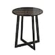 image 1 of Round MDF Coffee Side End Table with Steel Frame Legs Marble Look Living Room | Black | Black Marble | 1