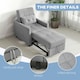 image 6 of HOMCOM Pull Out Chair Bed, Sleeper Chair with Pillow, Side Pockets, Light Grey