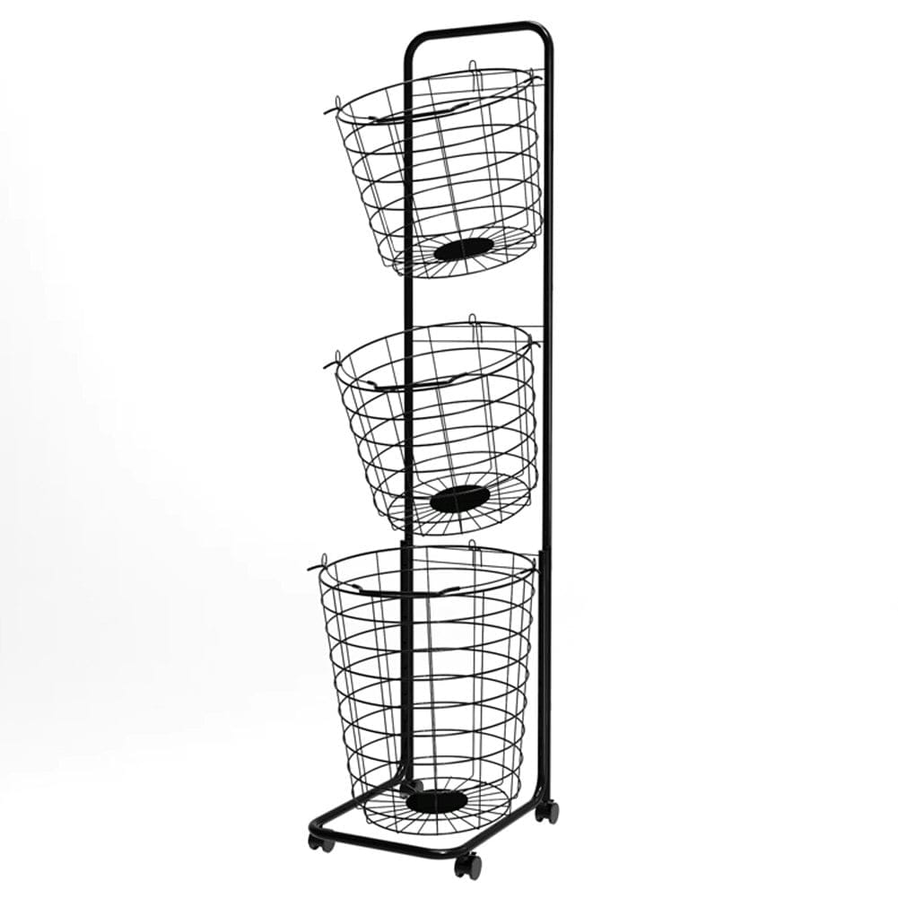 Living and Home 3-Tier Iron Rolling Laundry Basket with Wheels | Multi | 1