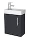image 1 of Balterley Saint Contemporary Bathroom Floor Standing 1 Soft-Close Door Vanity Unit & Rectangular Basin | Grey | Satin Soft Black | 1