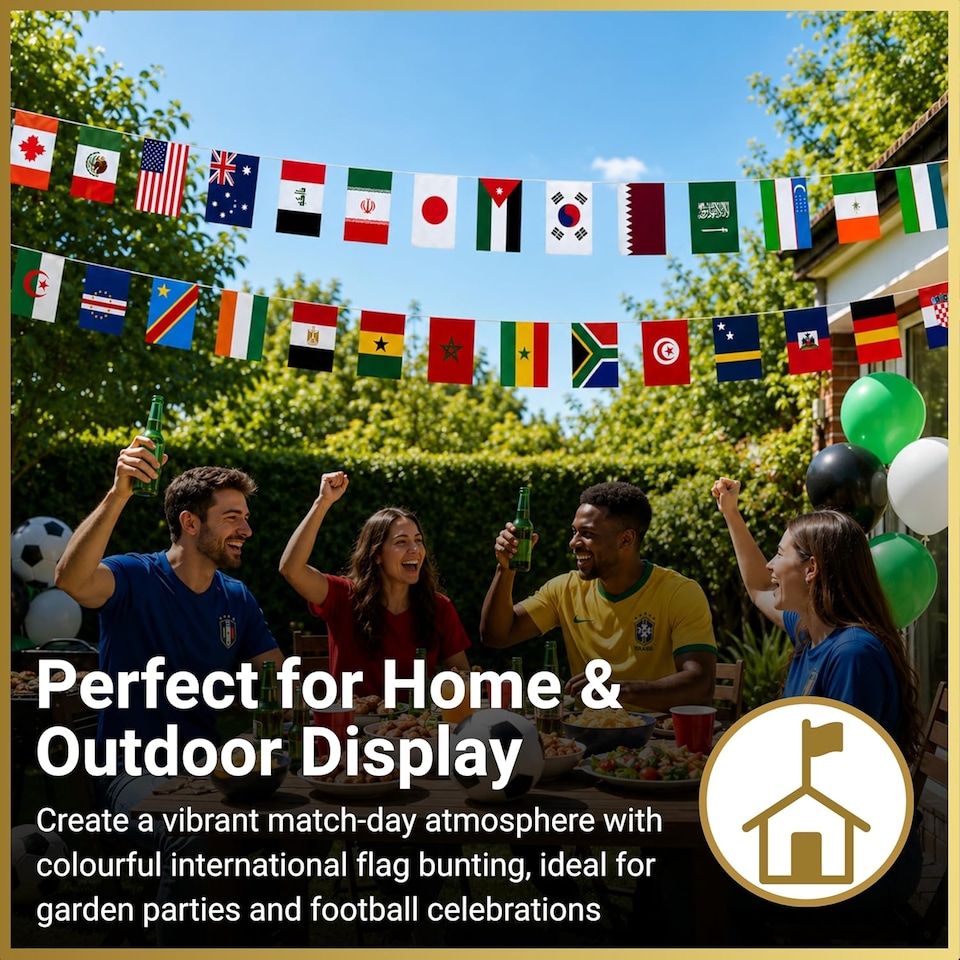 image 1 of 48 Flags Bunting 12m/39ft for World Cup Football Qualified Countries Double Sided Polyester Banner Sport Party Decorations