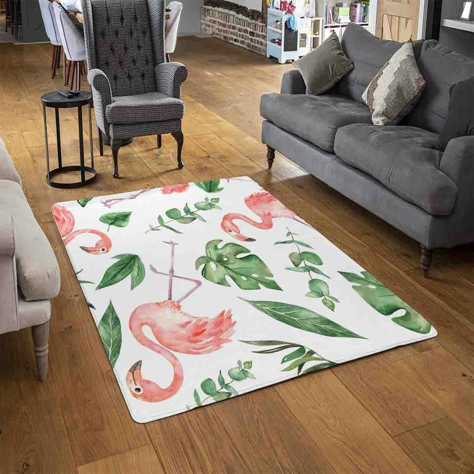 image 1 of Flamingo & Leaves Rug Multi | XL