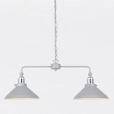 Maxwell - Flint Grey Chrome 2 Light Bar Ceiling Pendant Light | Grey | Grey | 1