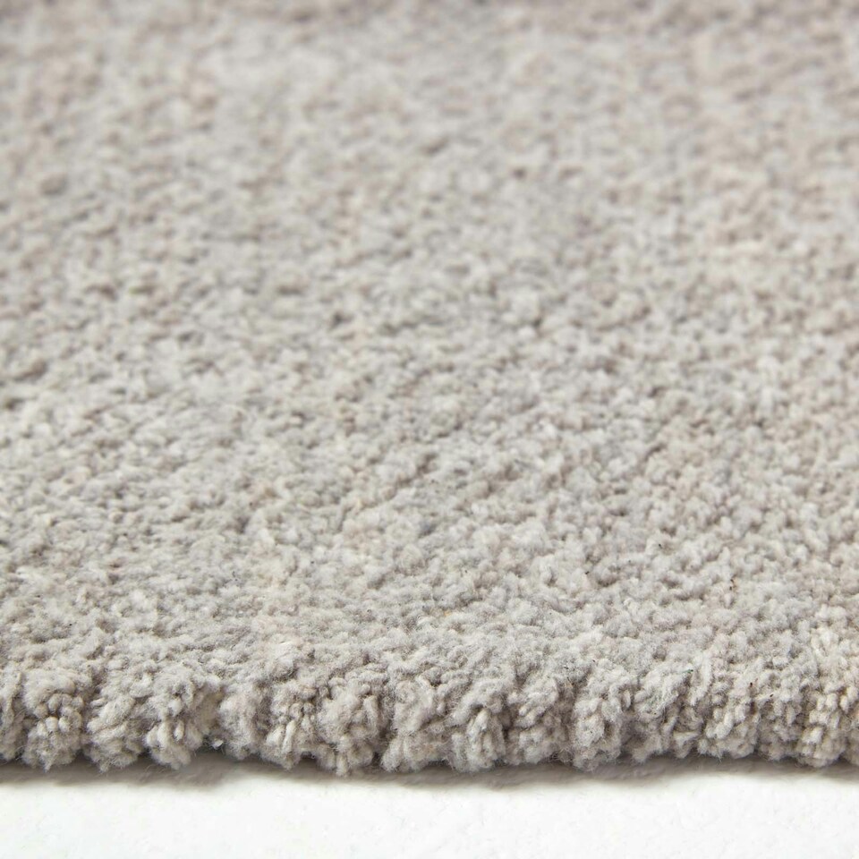 image 1 of Homescapes Light Grey 100% Cotton Plain Chenille Rug with Natural Trim - 90 x 150 cm Grey | 90 x 150 cm