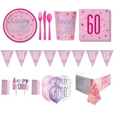 Pink Glitz 60th Birthday 8 Person Deluxe Party Pack