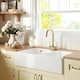 image 4 of Fireclay Kitchen Bundle - Double Bowl 1 Tap Hole Butler Sink & Tap Hole, Wastes & Mono Tap, 895mm - Brushed Brass - Balterley